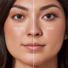 VAPOUR Astral Mascara before after highlights noticeable lash volume gains.