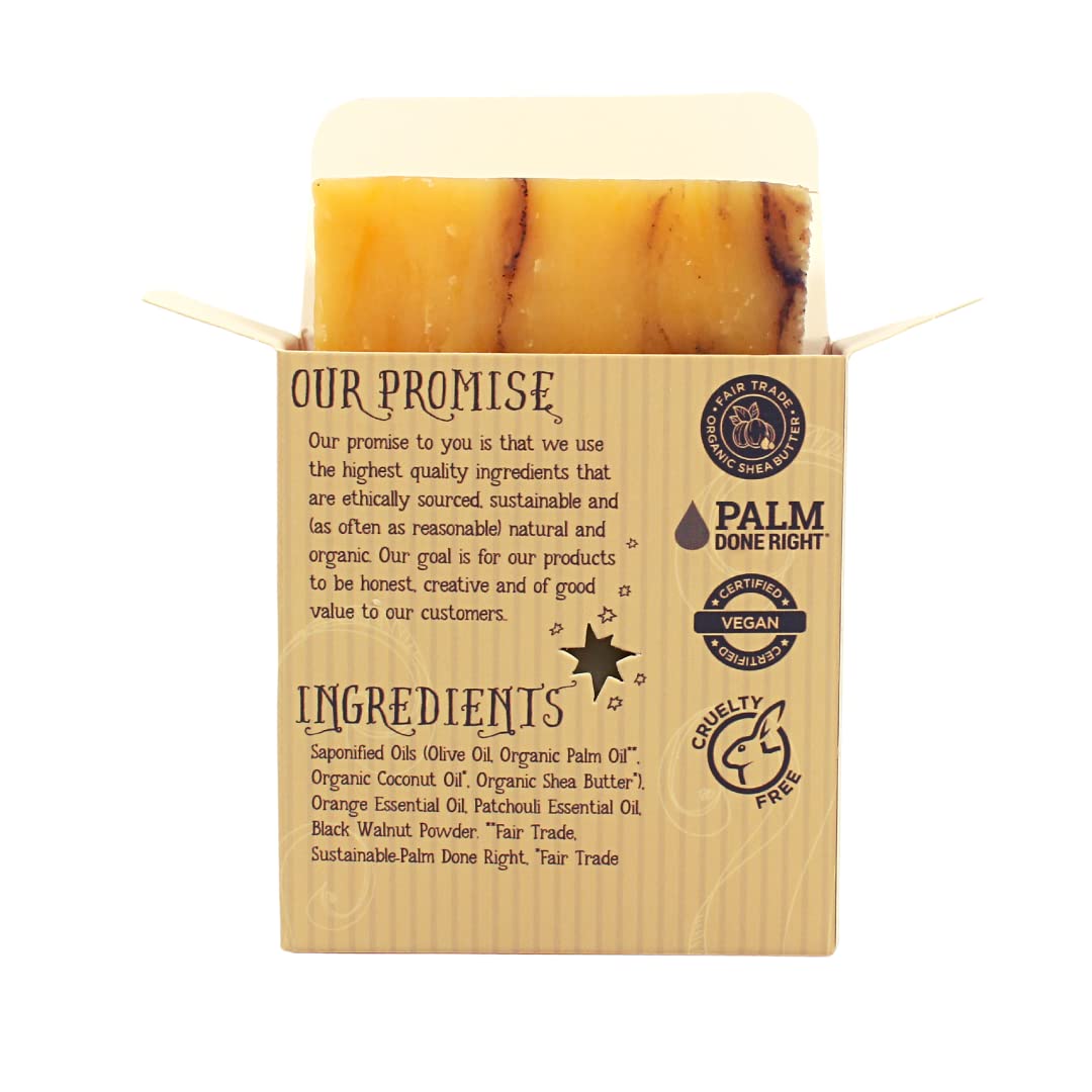 Varina Burnt Orange Patchouli soap closeup highlights handmade cold-process craft