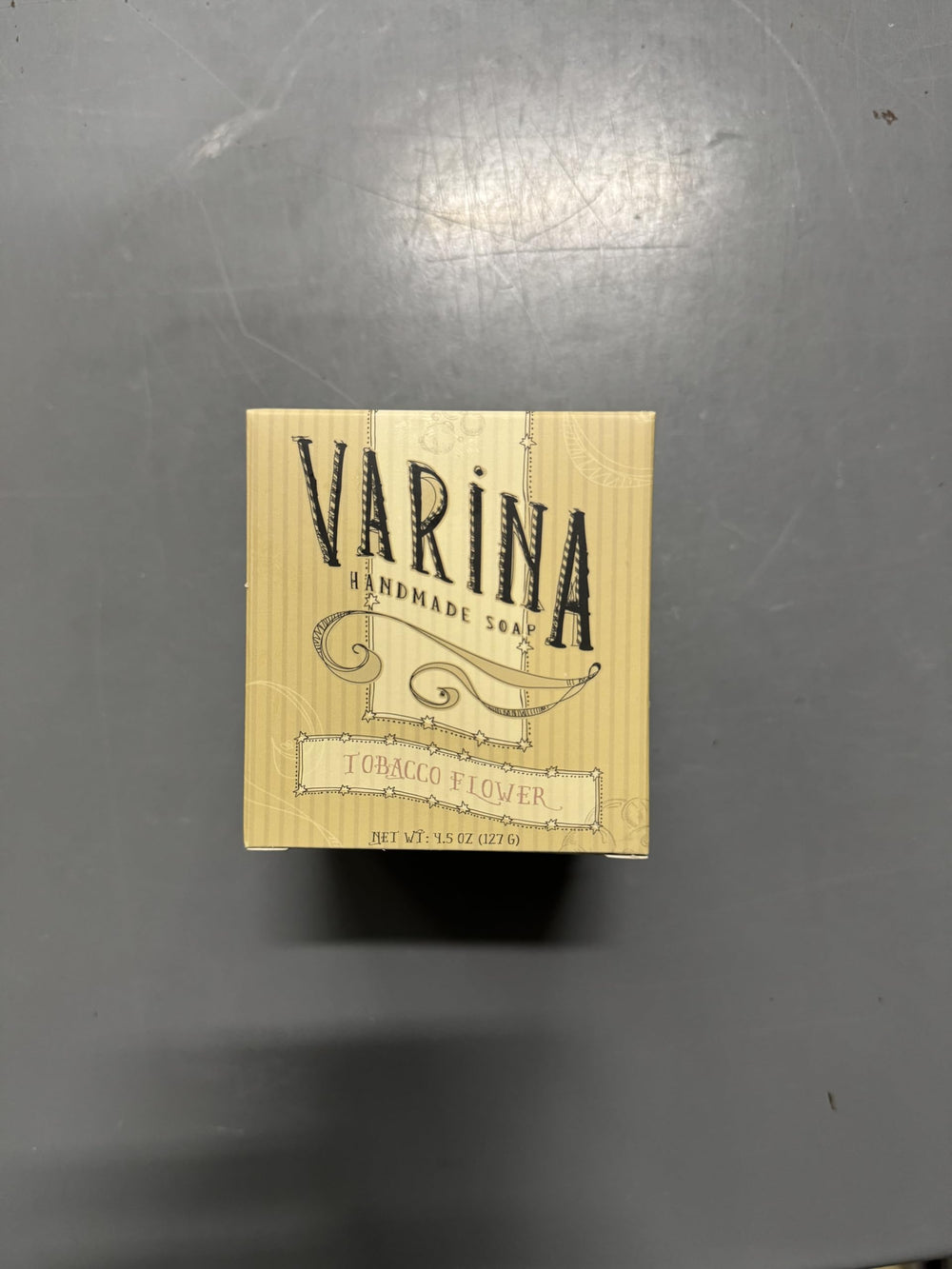 Varina tobacco flower bar soap close-up texture highlighting natural ingredients.