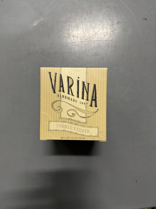 Varina tobacco flower bar soap close-up texture highlighting natural ingredients.