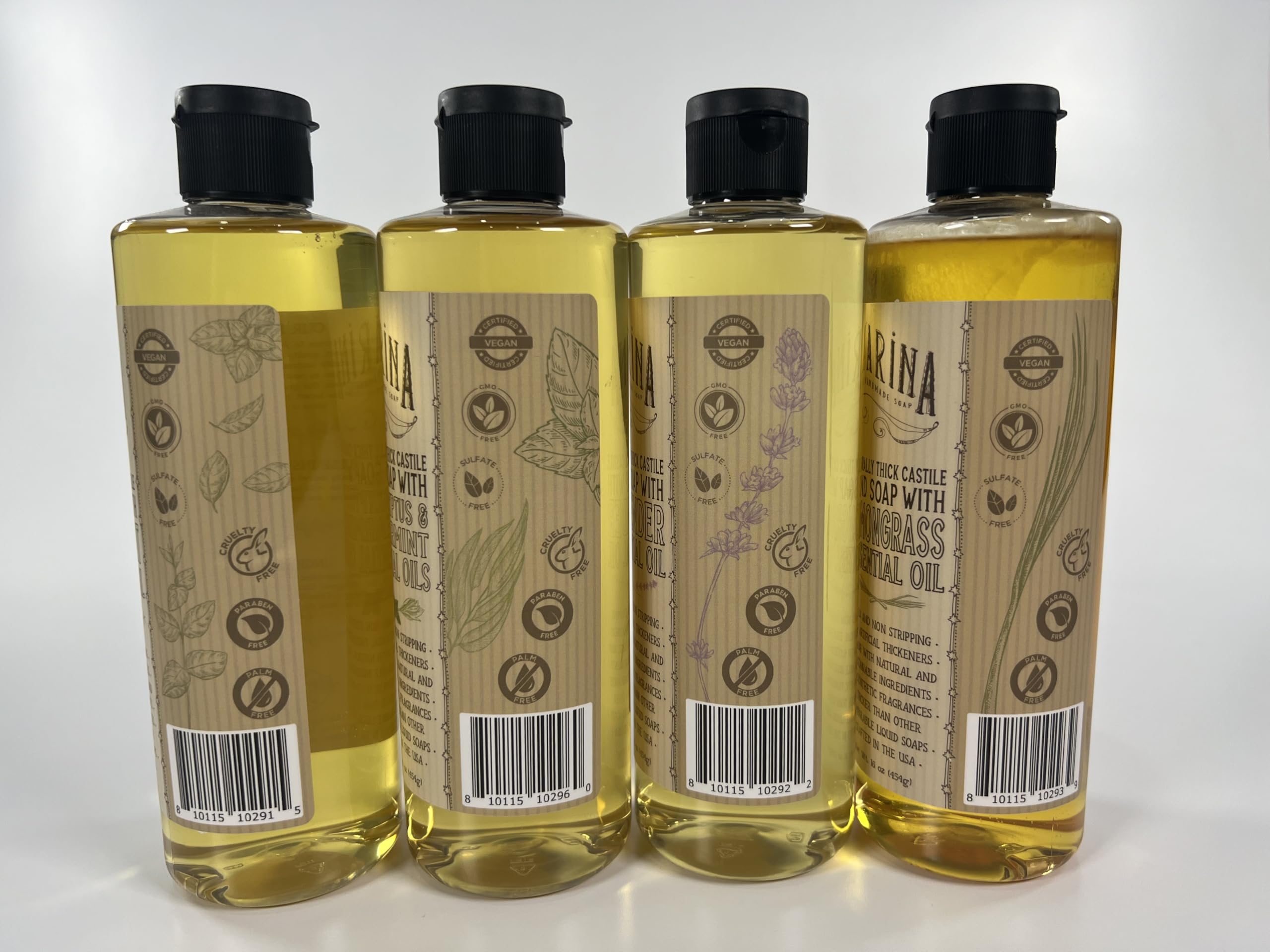 Varina eucalyptus spearmint castile soap bottle provides fresh, thorough cleaning