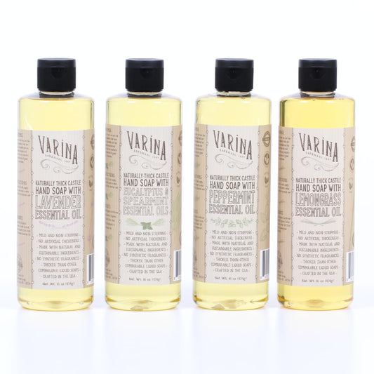 Varina peppermint castile soap bottle for refreshing cleansing and multi-use cleaning