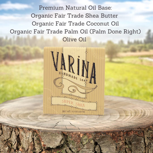Varina Super Shea Bar Soap lather close-up with creamy texture.
