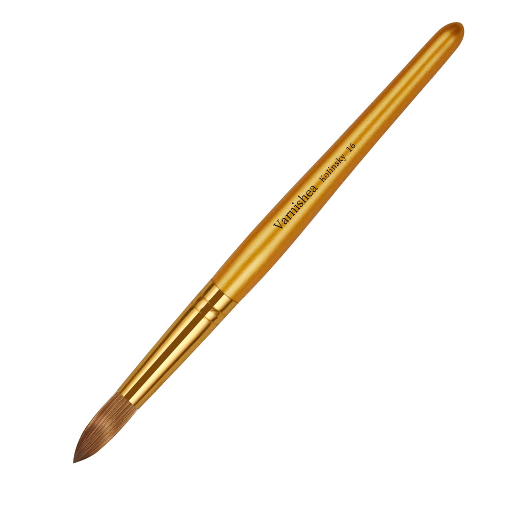 varnishea Kolinsky nail brush with gold handle for precise acrylic powder application