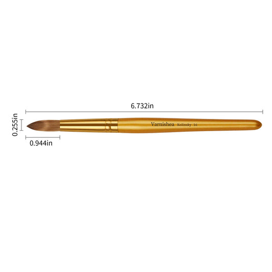 varnishea Kolinsky brush with metal-stamped design keeps hairs secure during use