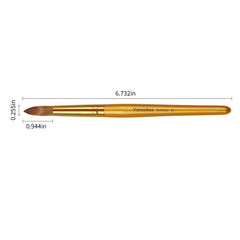 varnishea Kolinsky brush with metal-stamped design keeps hairs secure during use