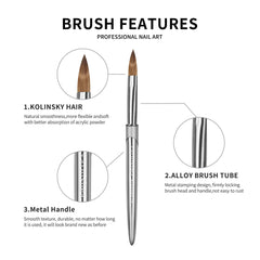 varnishea Kolinsky hair detail shows soft, absorbent bristles ideal for powder pickup