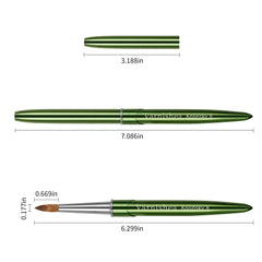 varnishea Kolinsky nail brush with green metal handle for smooth control
