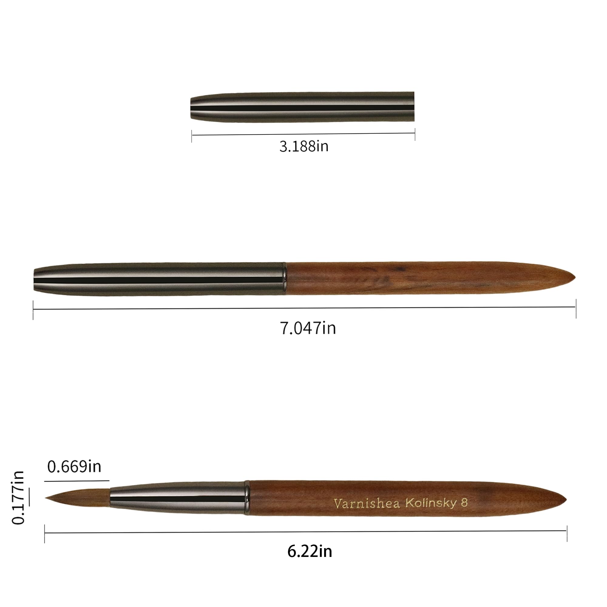 varnishea sandalwood handle nail brush shown for comfortable, balanced grip during nail art