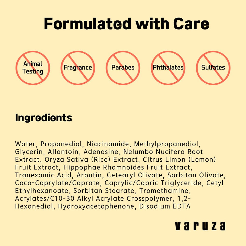 Vegan and dermatologist-tested Varuza sheet mask branding and certification visible