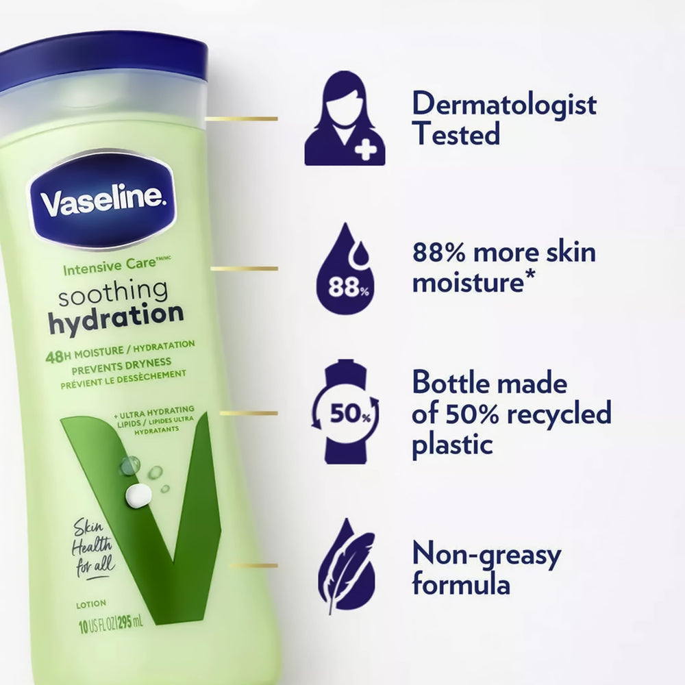 Aloe ingredient close-up in Vaseline Soothing Hydration formula