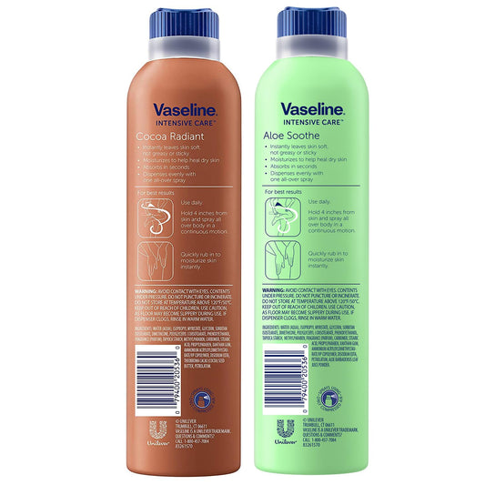 Vaseline Aloe Soothe Spray application after shower highlighting calming hydration.