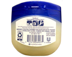 Close-up of Vaseline cocoa butter jar showing moisture-lock formula.
