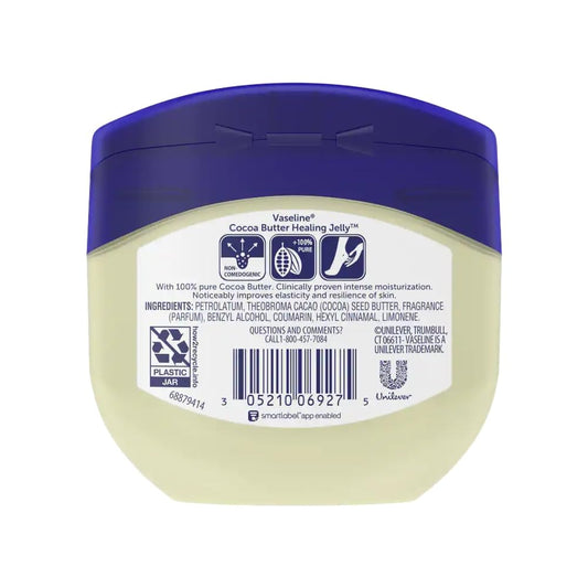 Vaseline Cocoa Butter Petroleum Jelly application, shows easy daily use for rough areas.