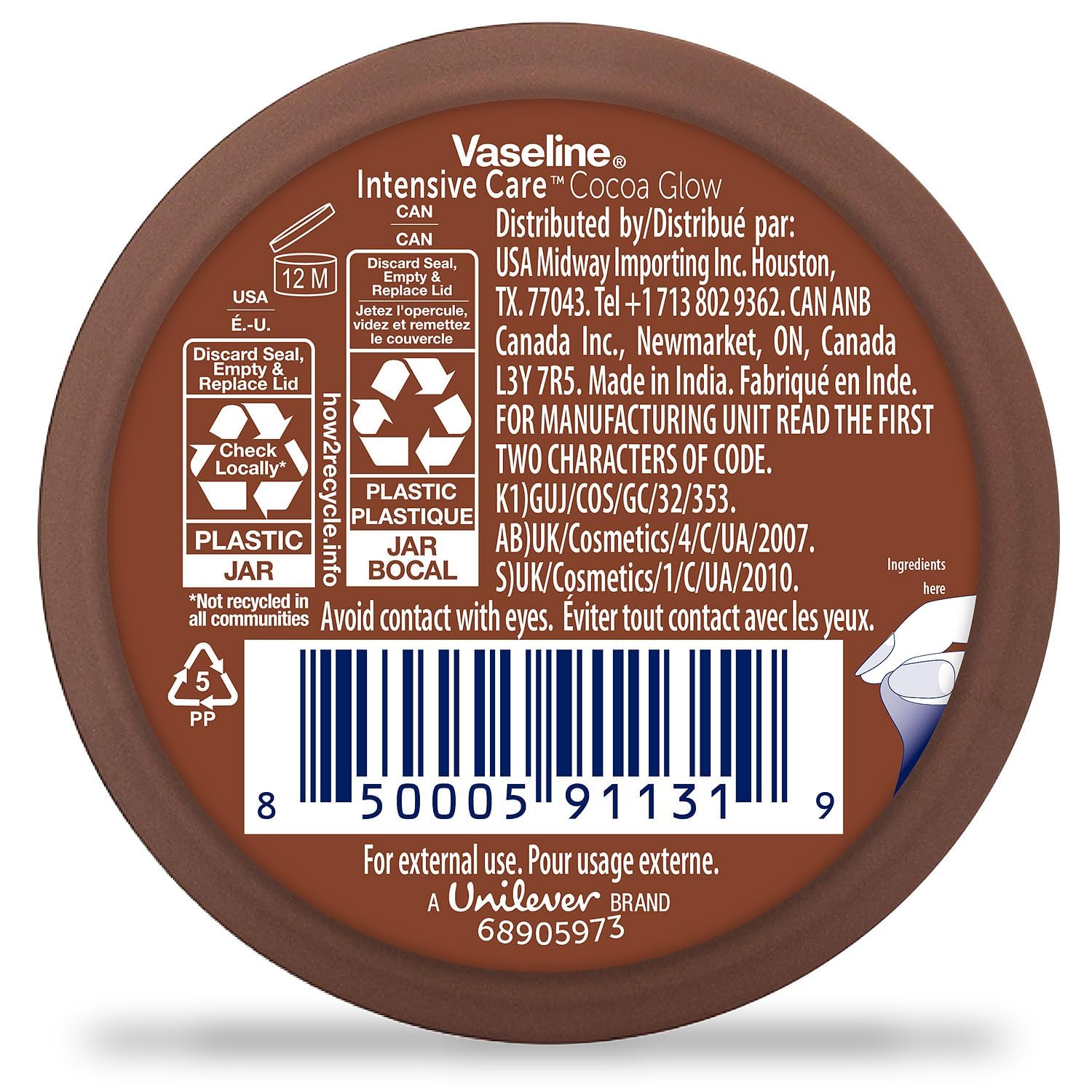 Vaseline Cocoa Glow texture close-up showing creamy, fast-absorb formula