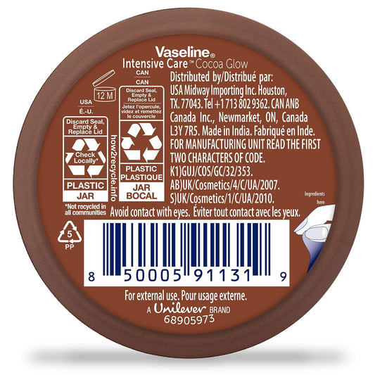 Vaseline Cocoa Glow texture close-up showing creamy, fast-absorb formula