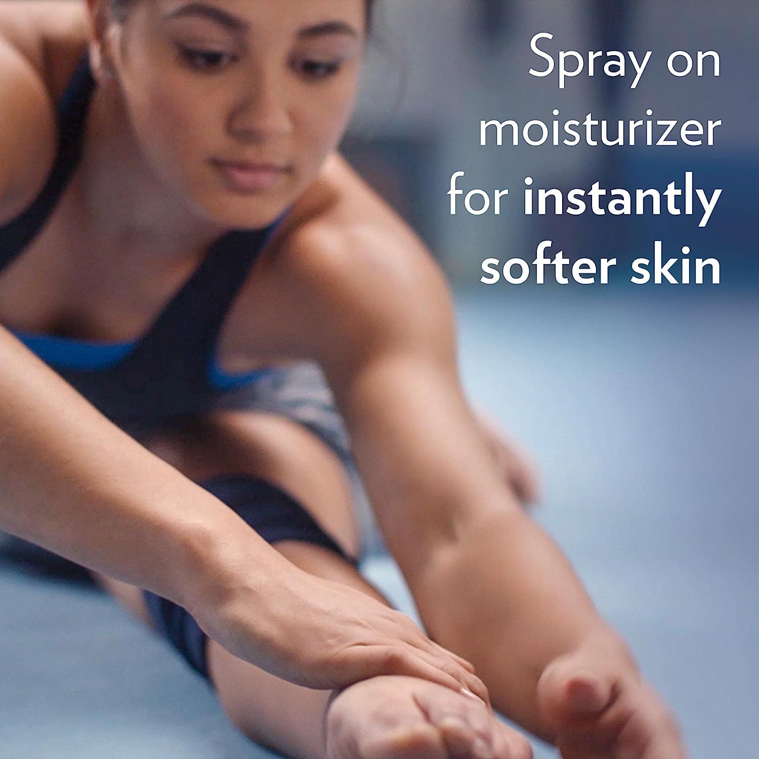 Vaseline Cocoa Radiant spray nozzle in action for quick moisturization.