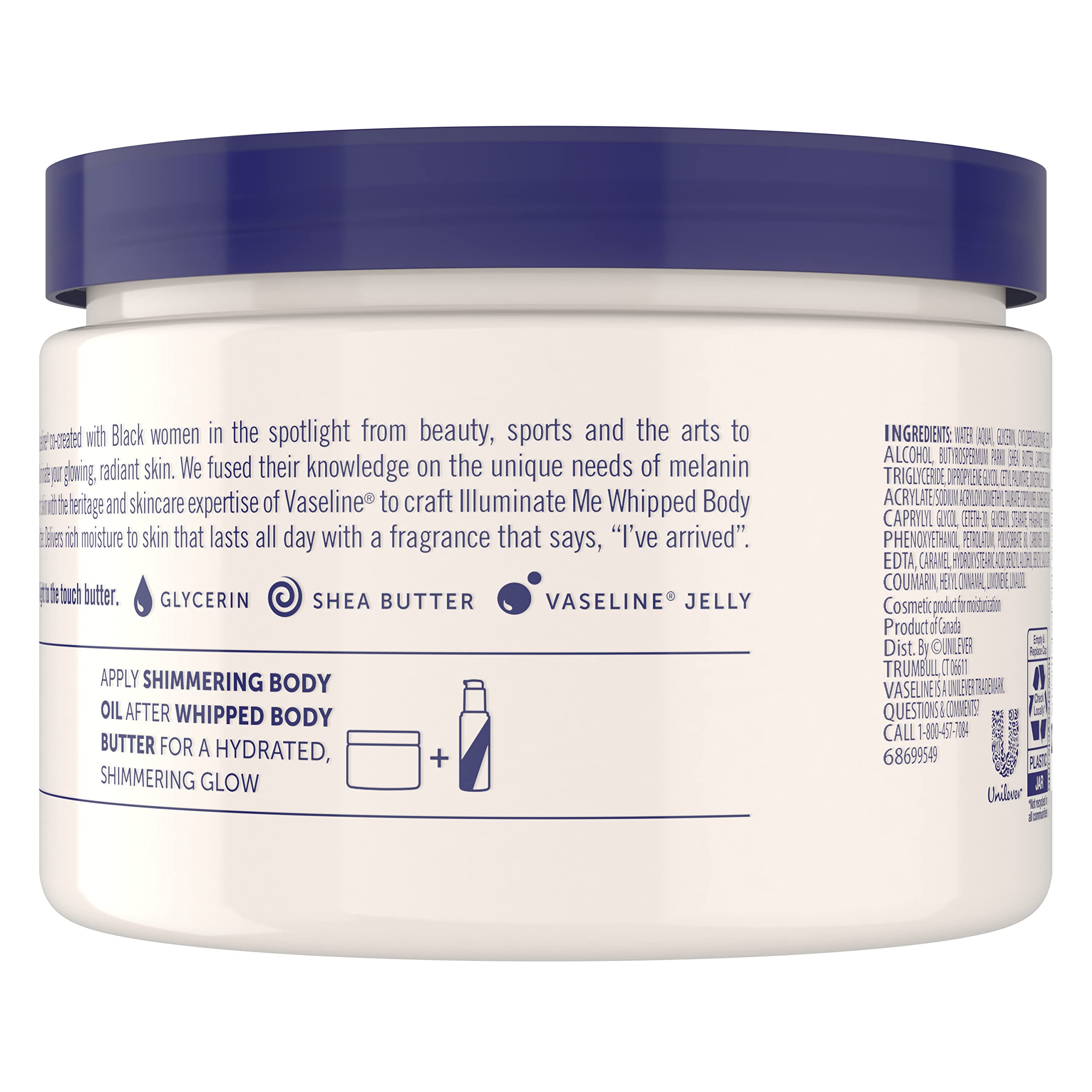 Vaseline Illuminate Me texture closeup reveals creamy, airy consistency that melts into skin