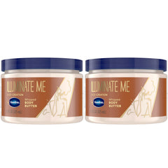 Vaseline Illuminate Me whipped butter pack overview shows a lightweight moisturizer for luminous skin