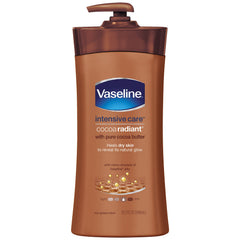 Vaseline Intensive Care Cocoa Radiant lotion bottle application for smooth skin.