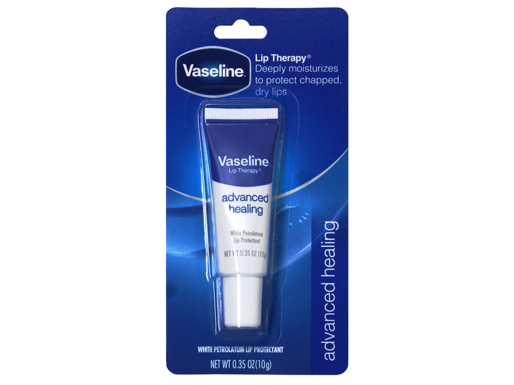 Vaseline Lip Therapy Advanced Formula packaging with multiple tubes for travel-friendly hydration