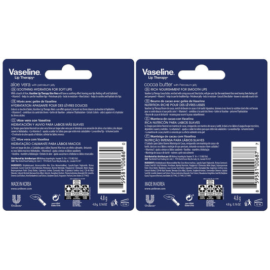Vaseline Lip Therapy cocoa butter balm close-up showing rich texture for dry lips.