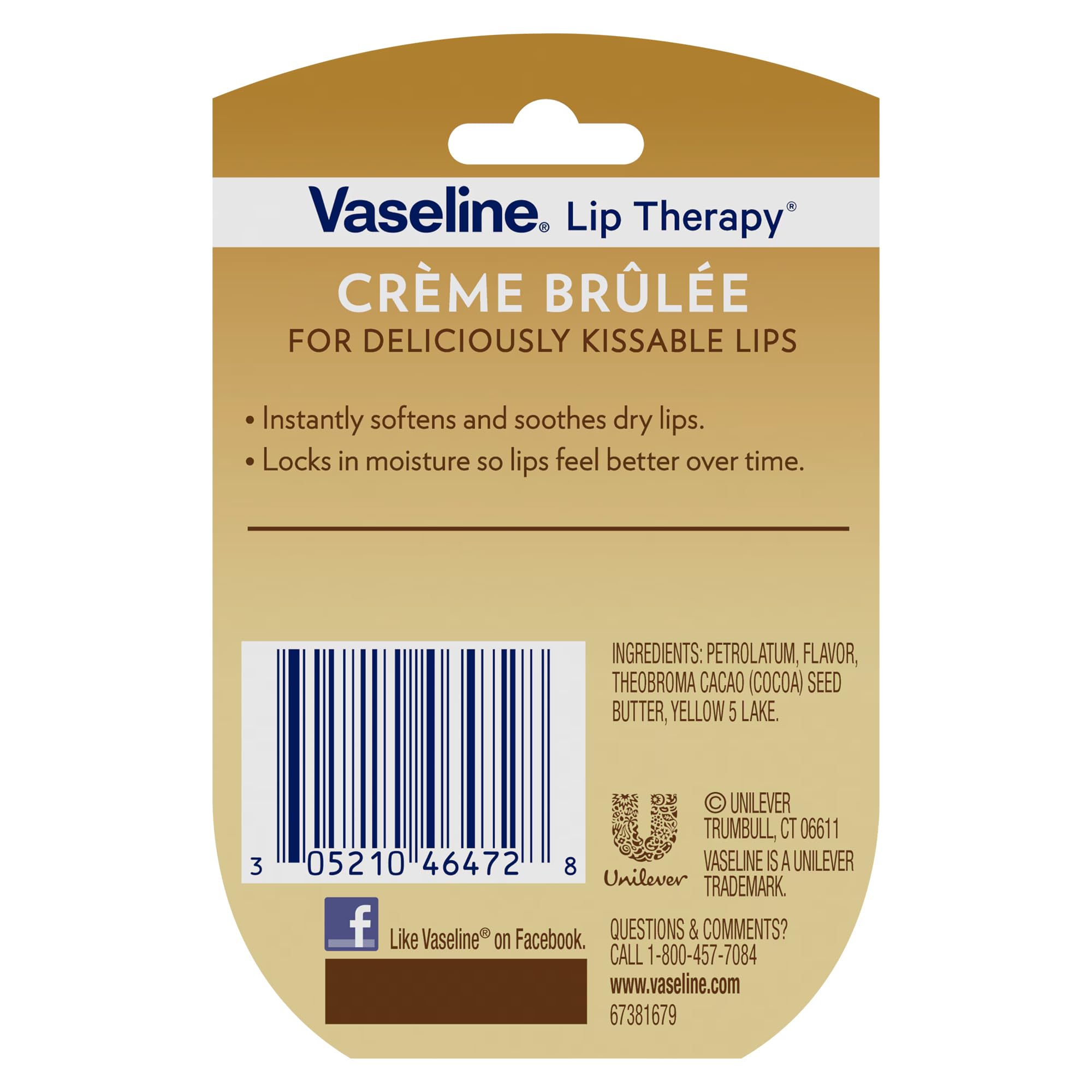 Vaseline Lip Therapy Creme Brulee Mini Jar Closeup: creamy texture for dry lips.