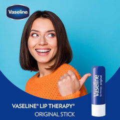 Vaseline Lip Therapy Original non-greasy formula, smooth application on lips.