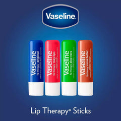 Vaseline Lip Therapy Original packaging closeup, simple and reliable lip care kit.