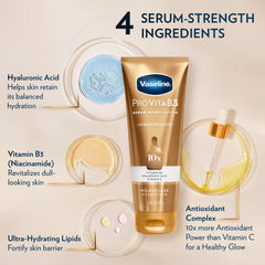 Ingredients highlight hyaluronic acid and niacinamide in Vaseline Luminous Glow