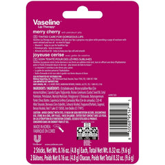 Vaseline Merry Cherry lip balm stick delivering long-lasting moisture and cherry scent.