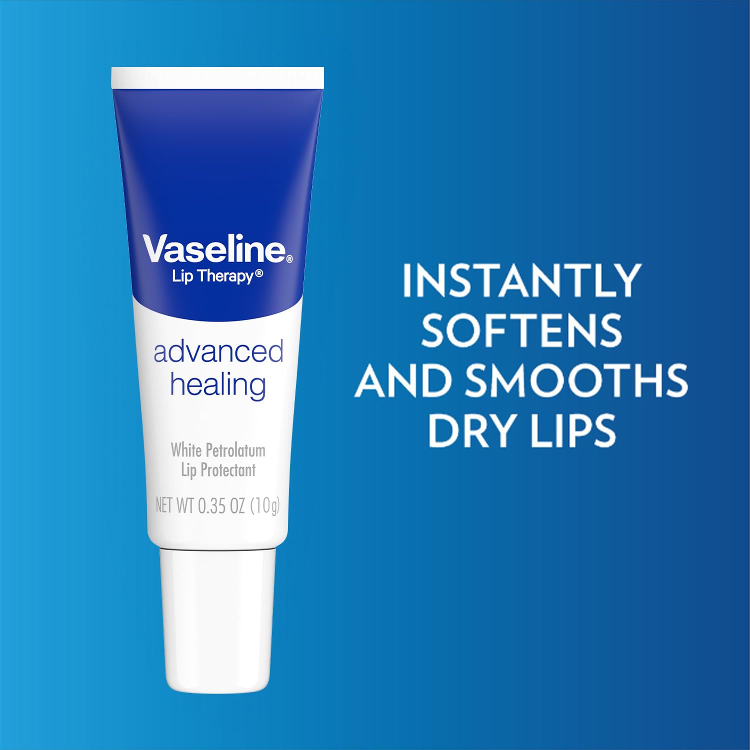 Close-up of Vaseline Petroleum Jelly lip moisture and protective barrier.