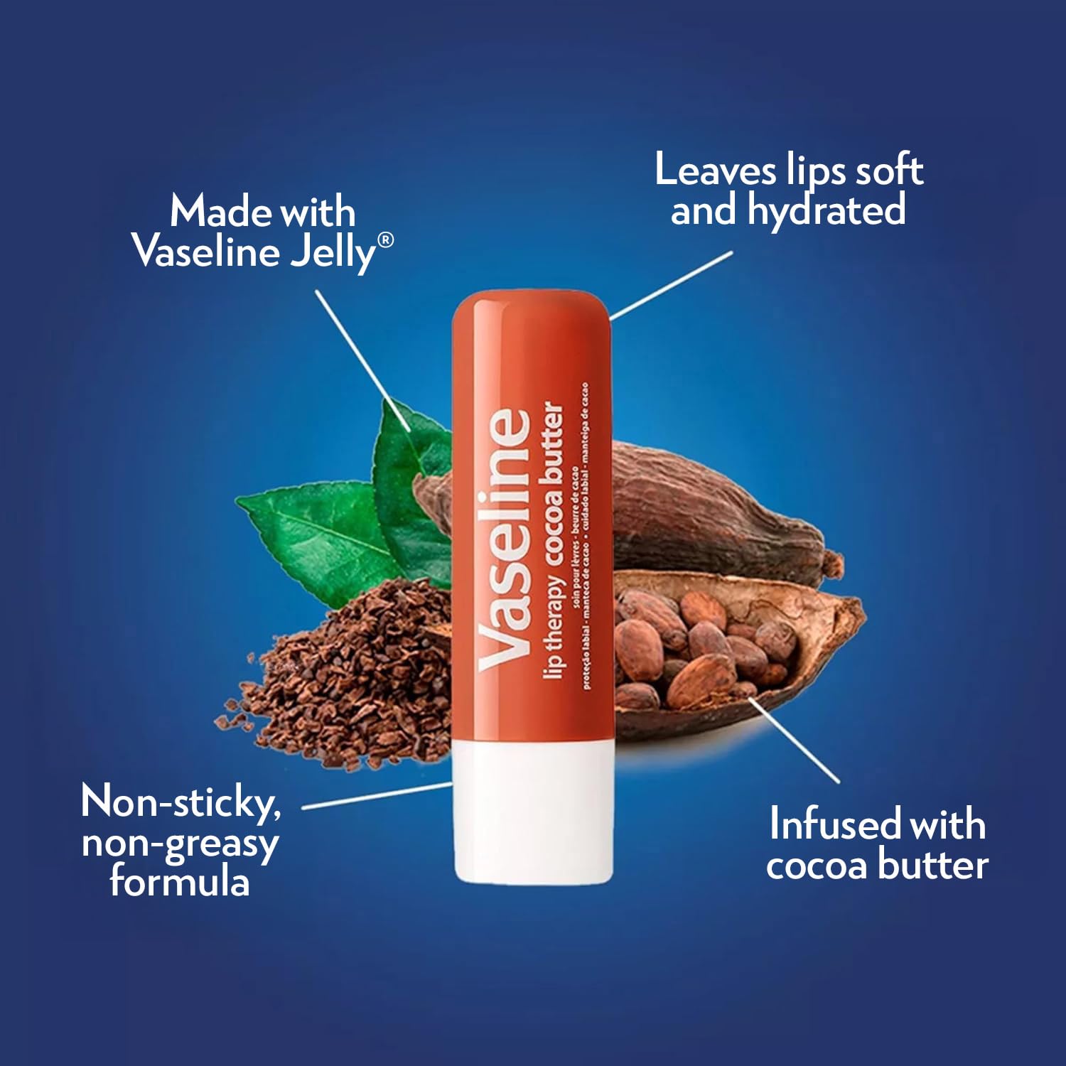 Vaseline Pocket-sized lip balms fit easily in pockets for quick touch-ups.