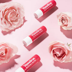 Vaseline Rosy Lips ingredients close-up highlighting nourishing formula