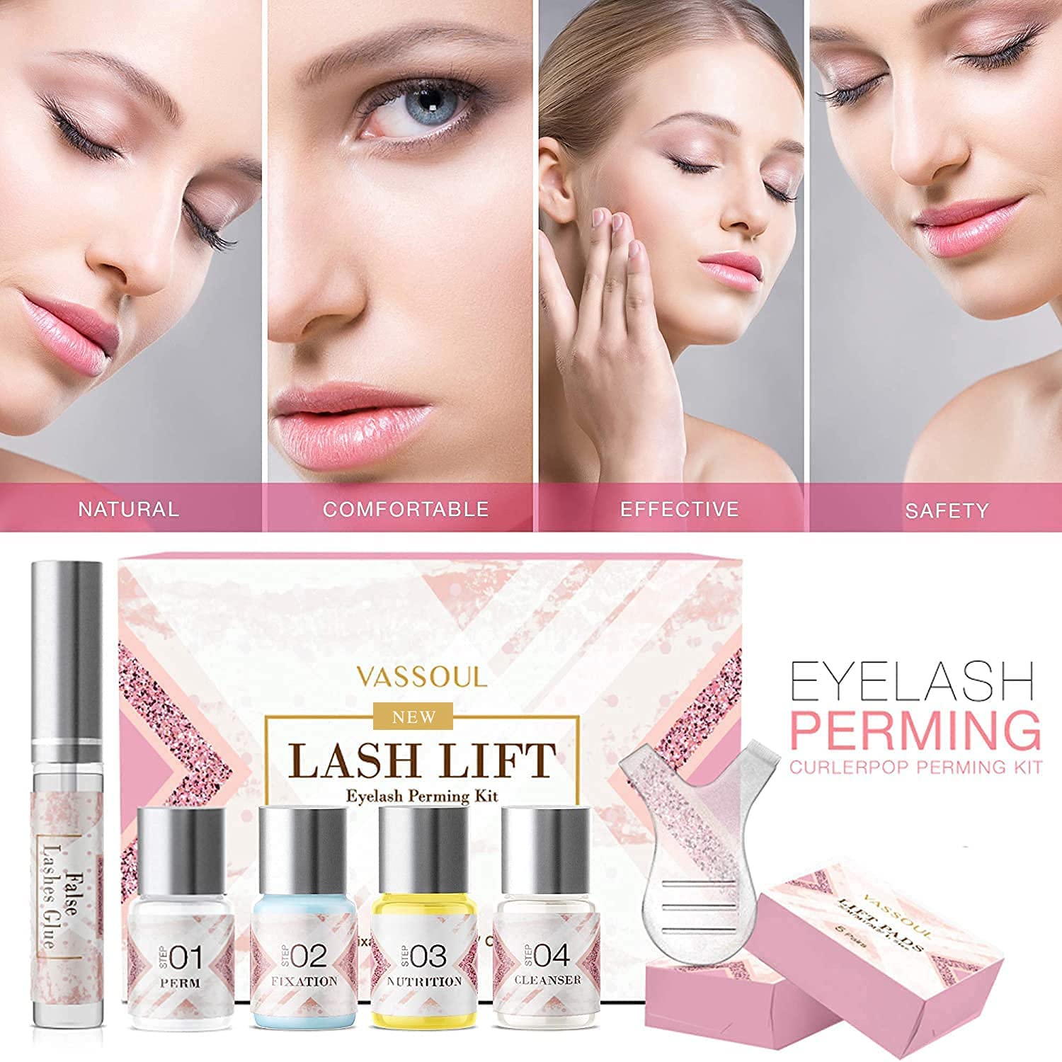 VASSOUL eye pads protecting under-eye area during lash lifting process