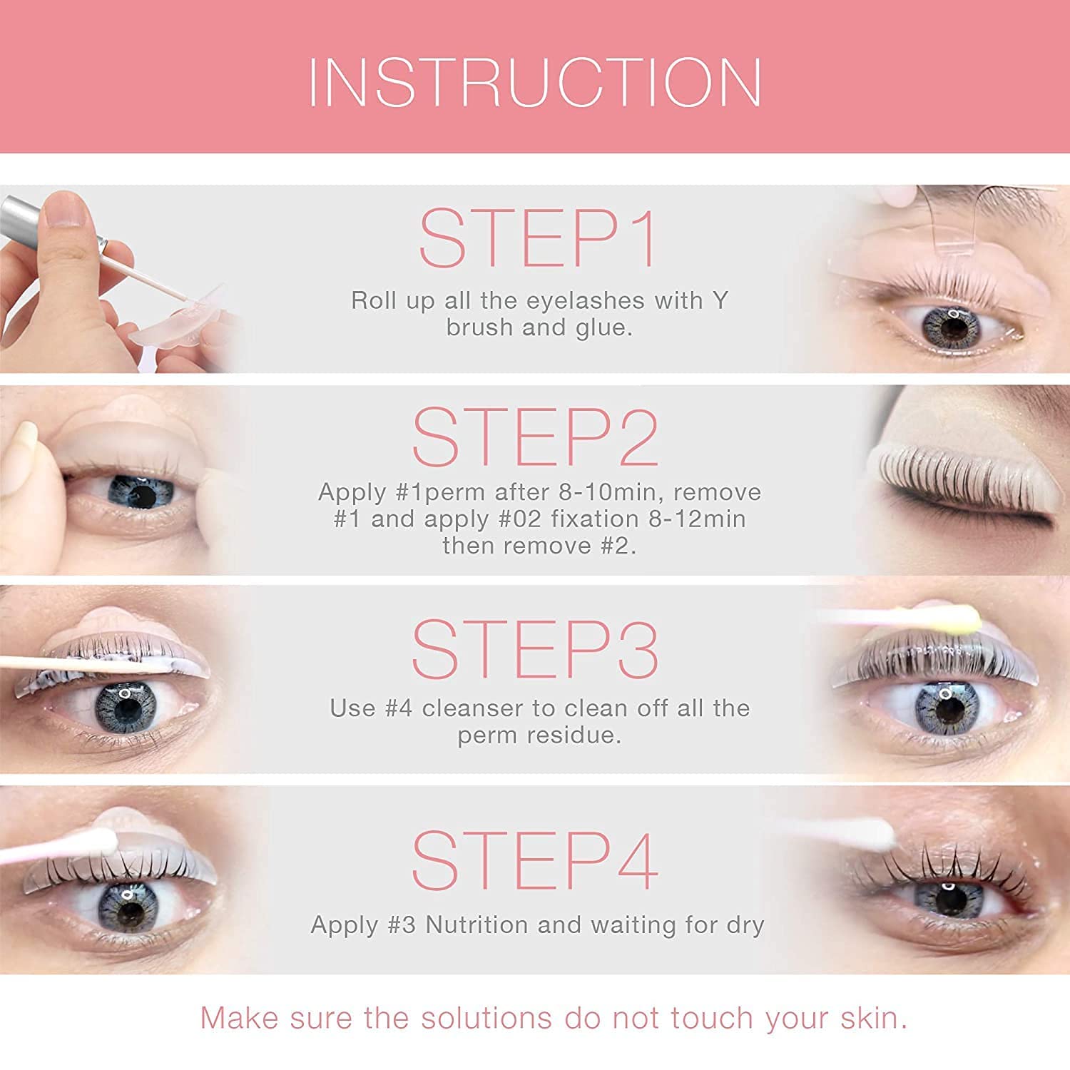 VASSOUL lift pads aligned above eyelashes for precise lash shaping