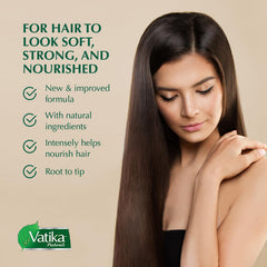 Vatika Dabur coconut oil packaging close view with protective cap.
