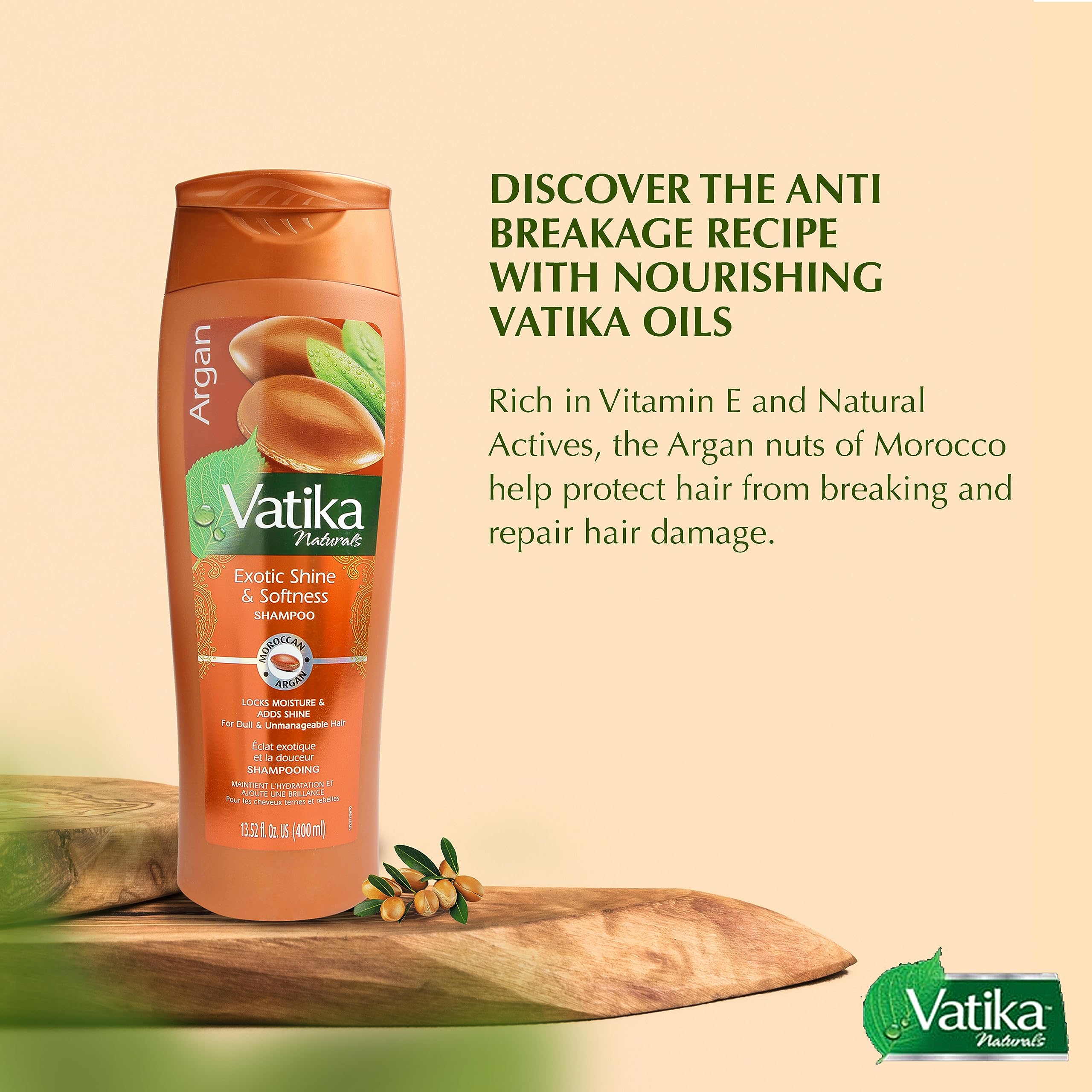 Vatika Naturals Argan Oil Shampoo applied to wet hair for cleansing.