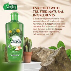 Ingredients of Vatika Naturals Cactus Enriched Hair Oil featuring cactus garlic gergir