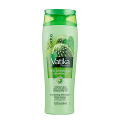 Vatika Naturals Daily Shampoo bottle with wild cactus for nourishing care.