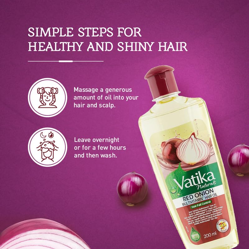 Vatika Naturals Multivitamin Hair Oil pour shot highlights a simple nightly routine.