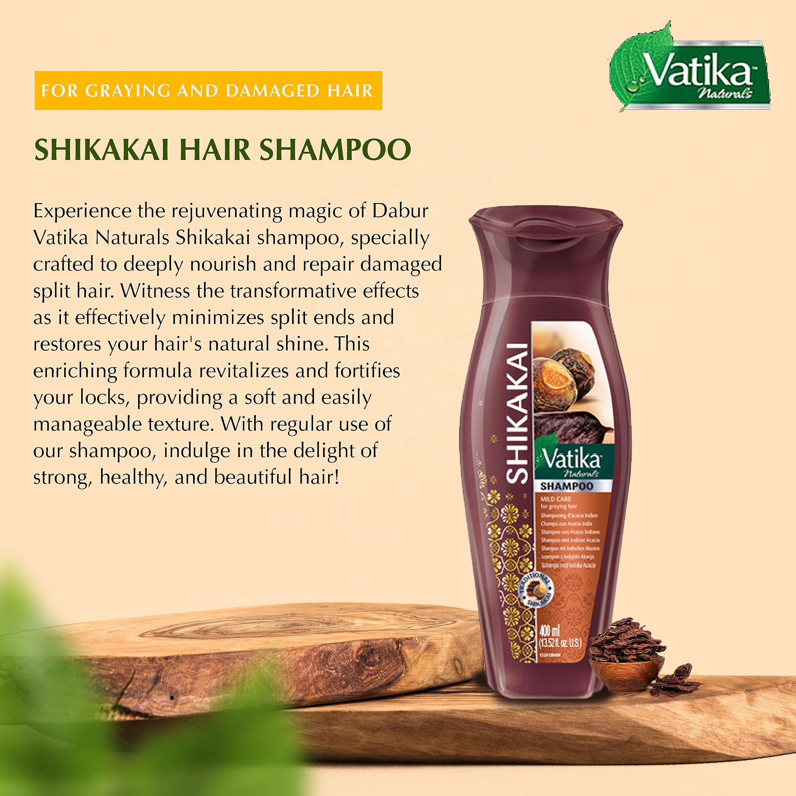 Vatika Naturals Shikakai Shampoo lather on hair showing gentle cleansing.