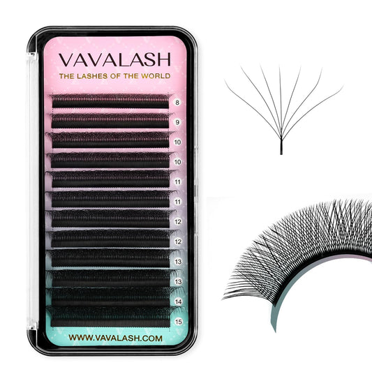 VAVALASH 7D W-shape lashes closeup highlighting quick, fluffy premade fans.