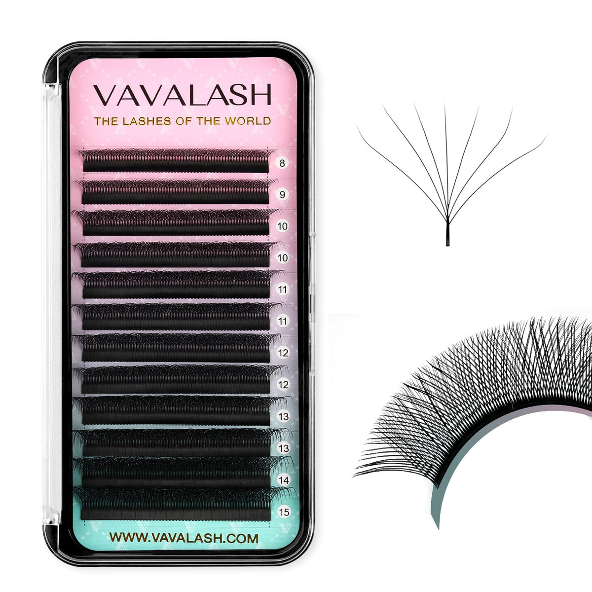 VAVALASH 7D W shape premade fan close-up for quick lash application.