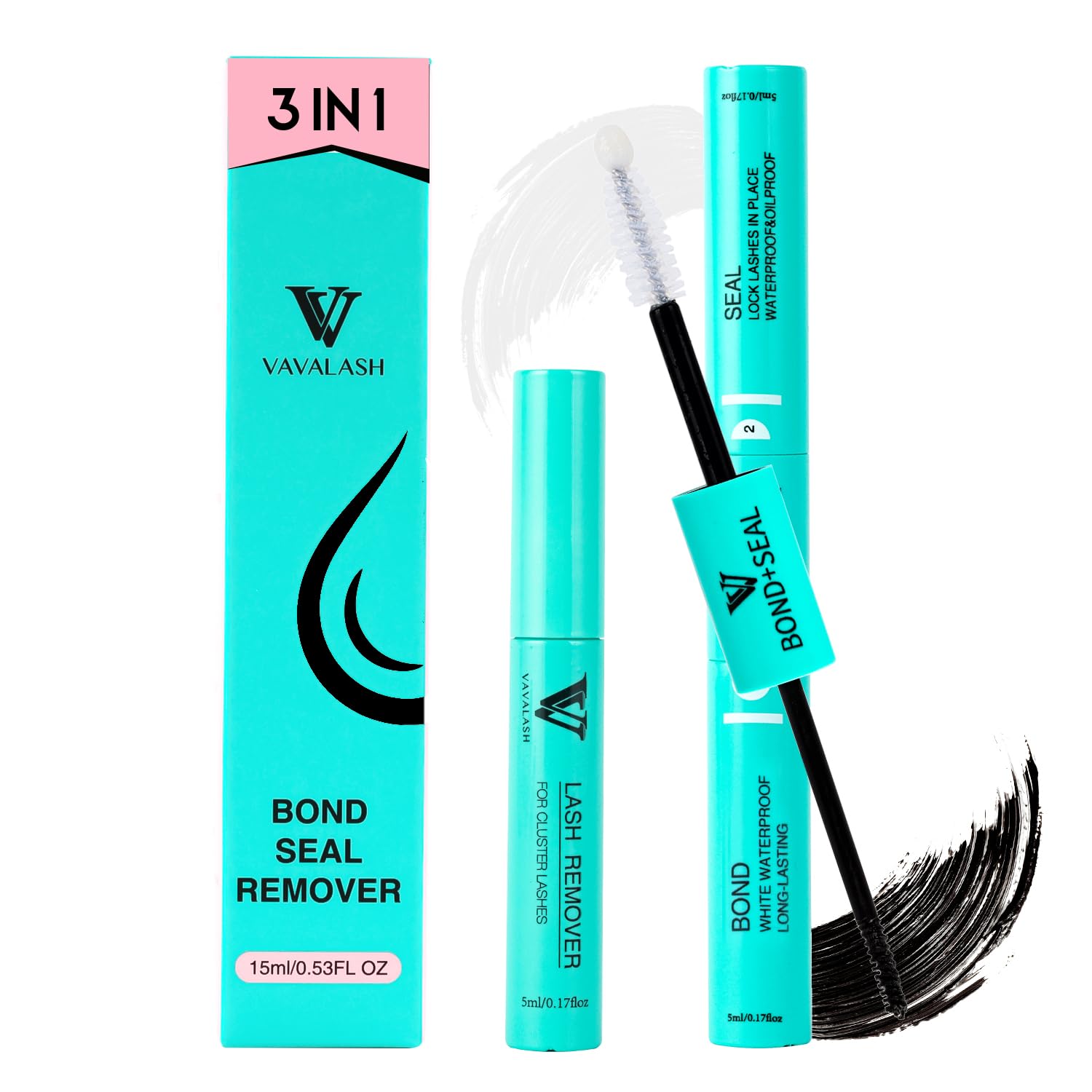 VAVALASH bond and seal bottle duo for 2-in-1 lash adhesion