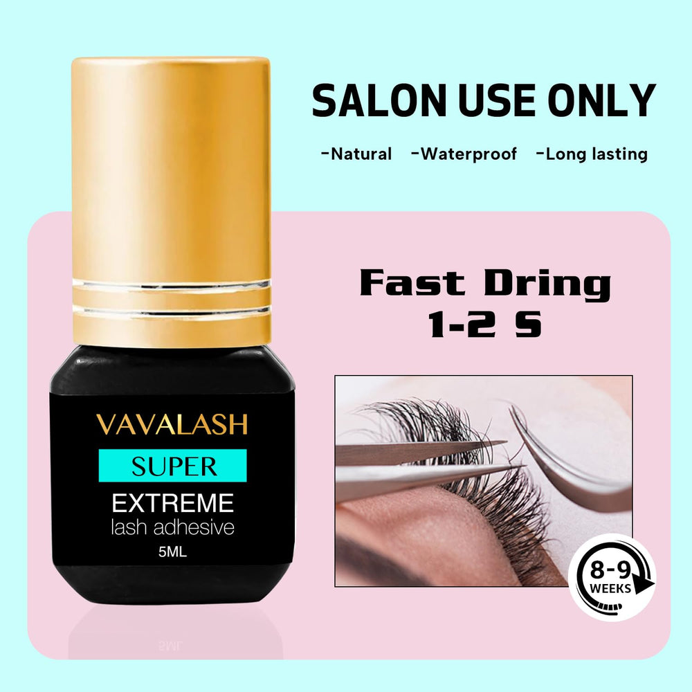 VAVALASH long-lasting adhesive supporting volume lash extensions throughout the day