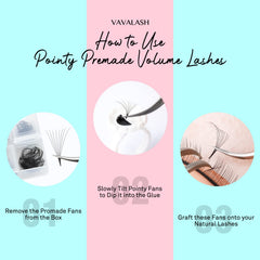 VAVALASH matte black premade fans offer lightweight feel and realistic look.