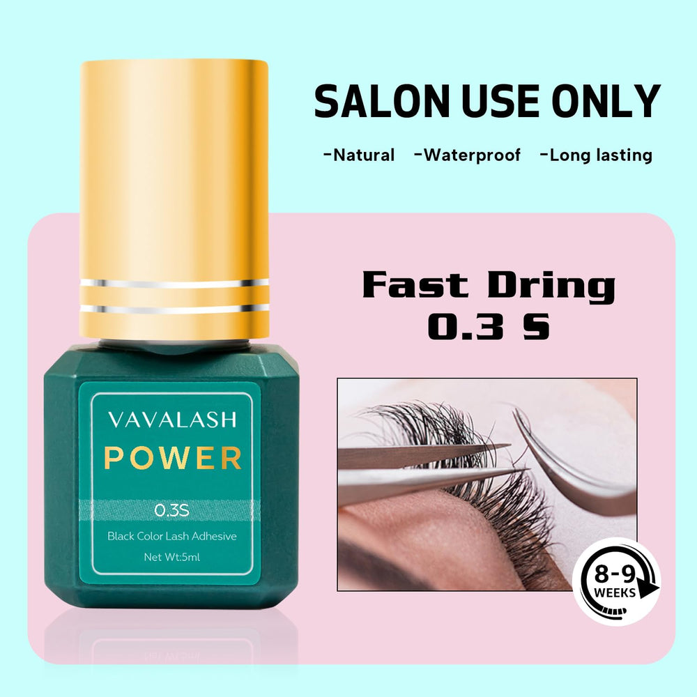 VAVALASH Power lash artist workspace with reliable adhesive in hand.