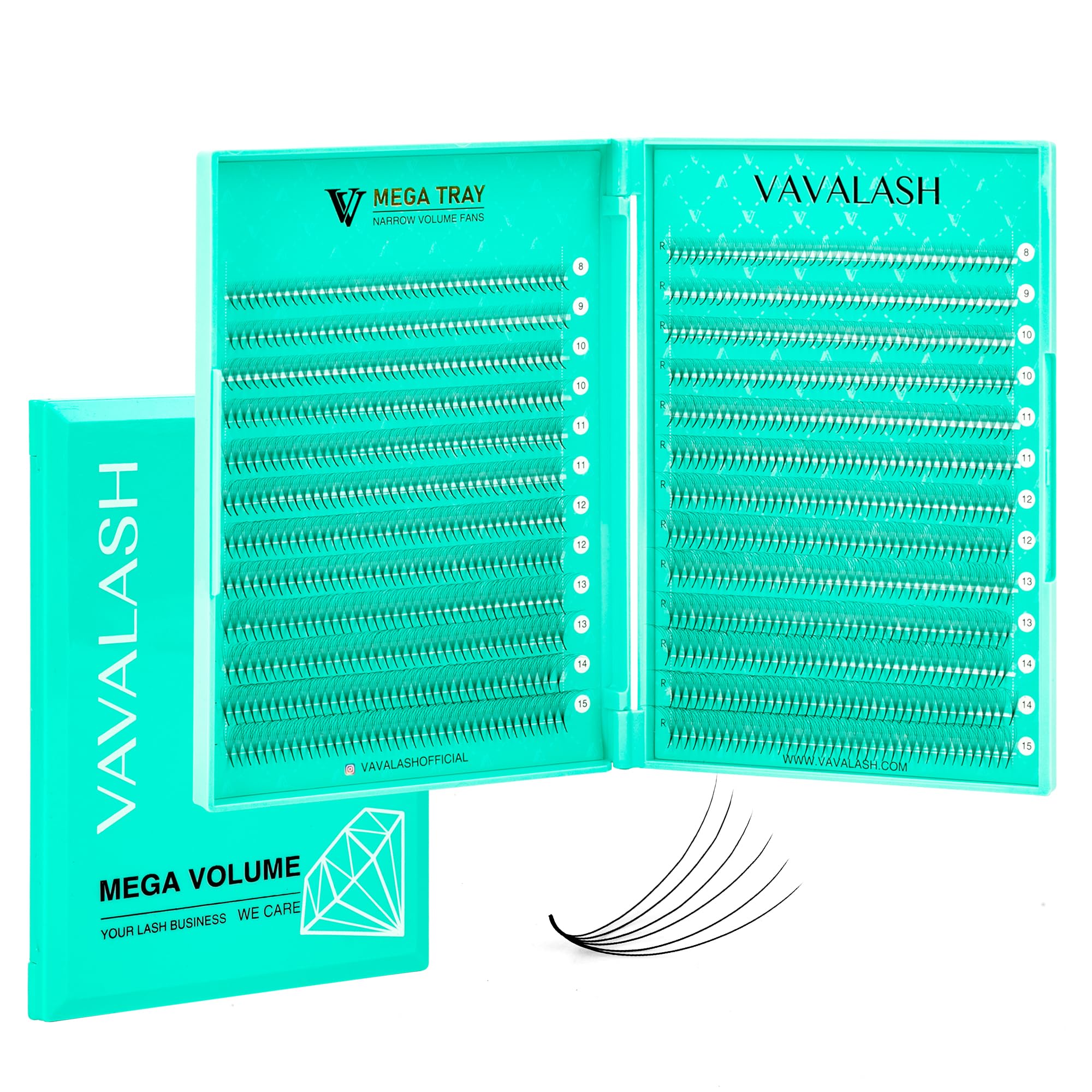 VAVALASH premade fans close-up showing fluffy tips for a natural voluminous look