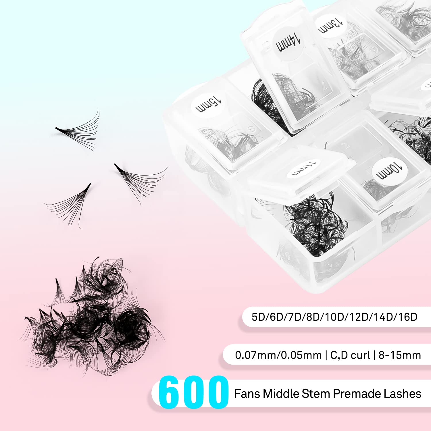 Thin-base VAVALASH promade fans for seamless lash-to-natural lash fusion.